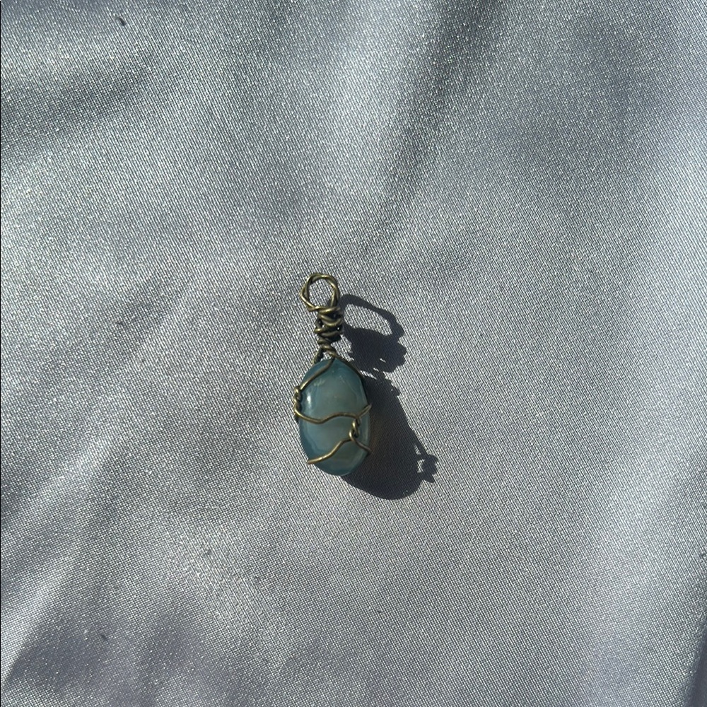 Blue Agate Wire Wrapped Pendant